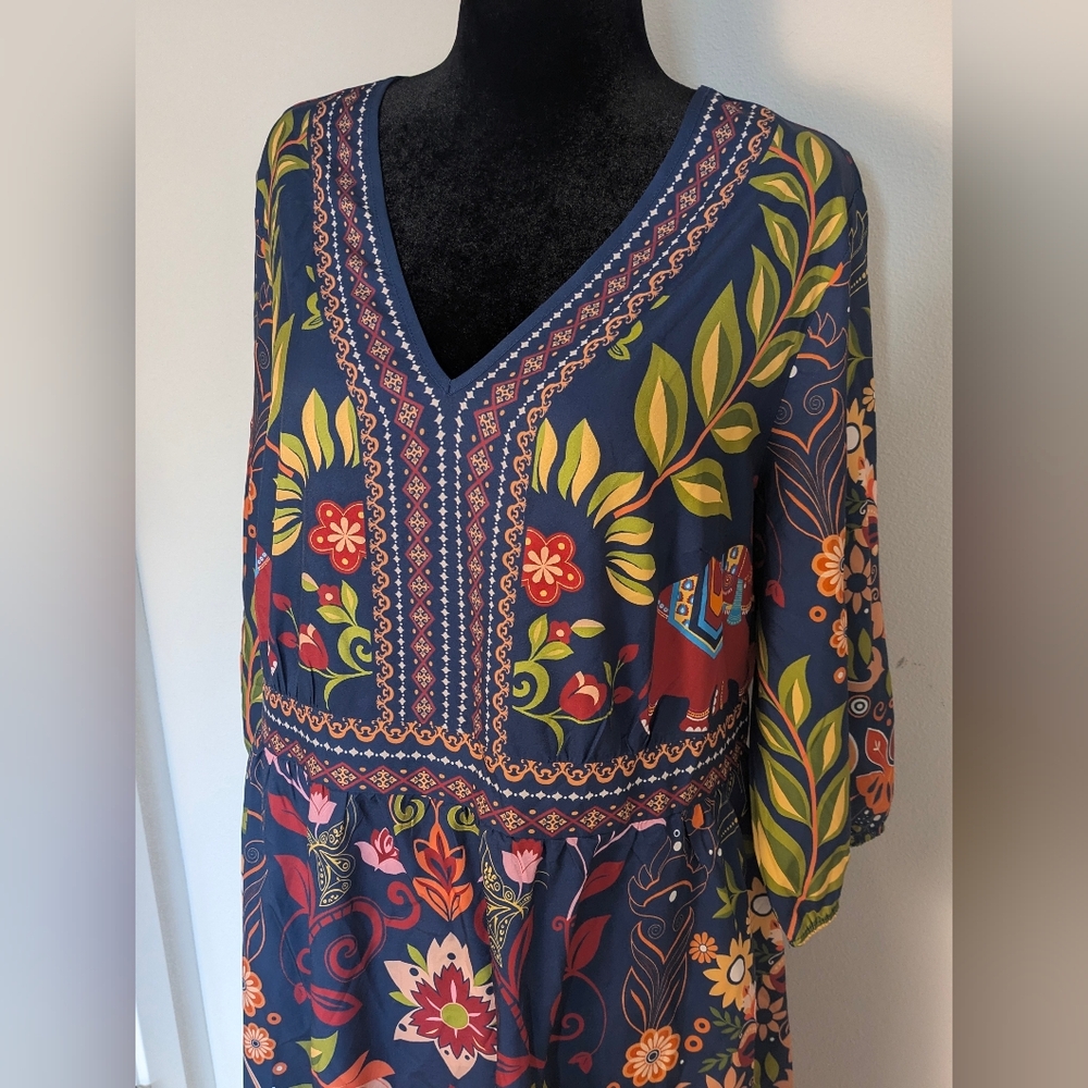 BloomChic Floral Navy Midi Dress - Picture 6 of 15